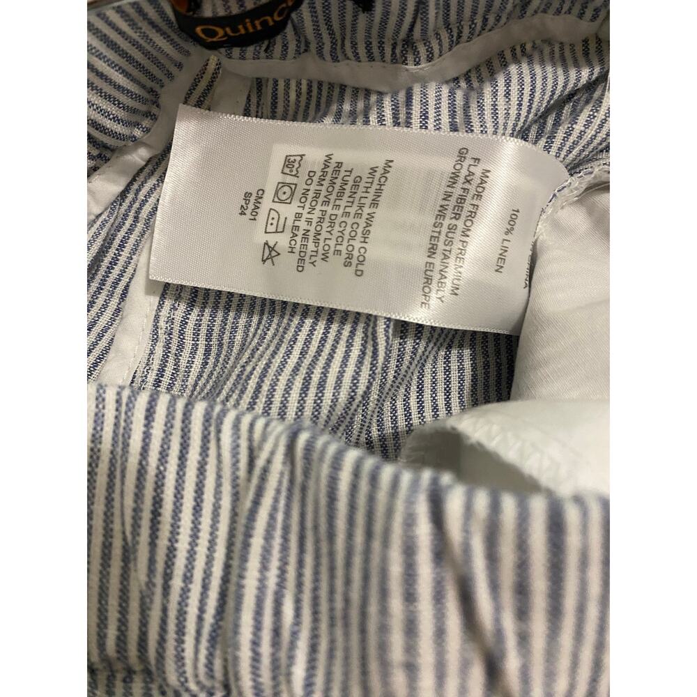 Quince 100% European Linen Pants Medium Blue Pinstripe Pull On Sustainable - Picture 9 of 14